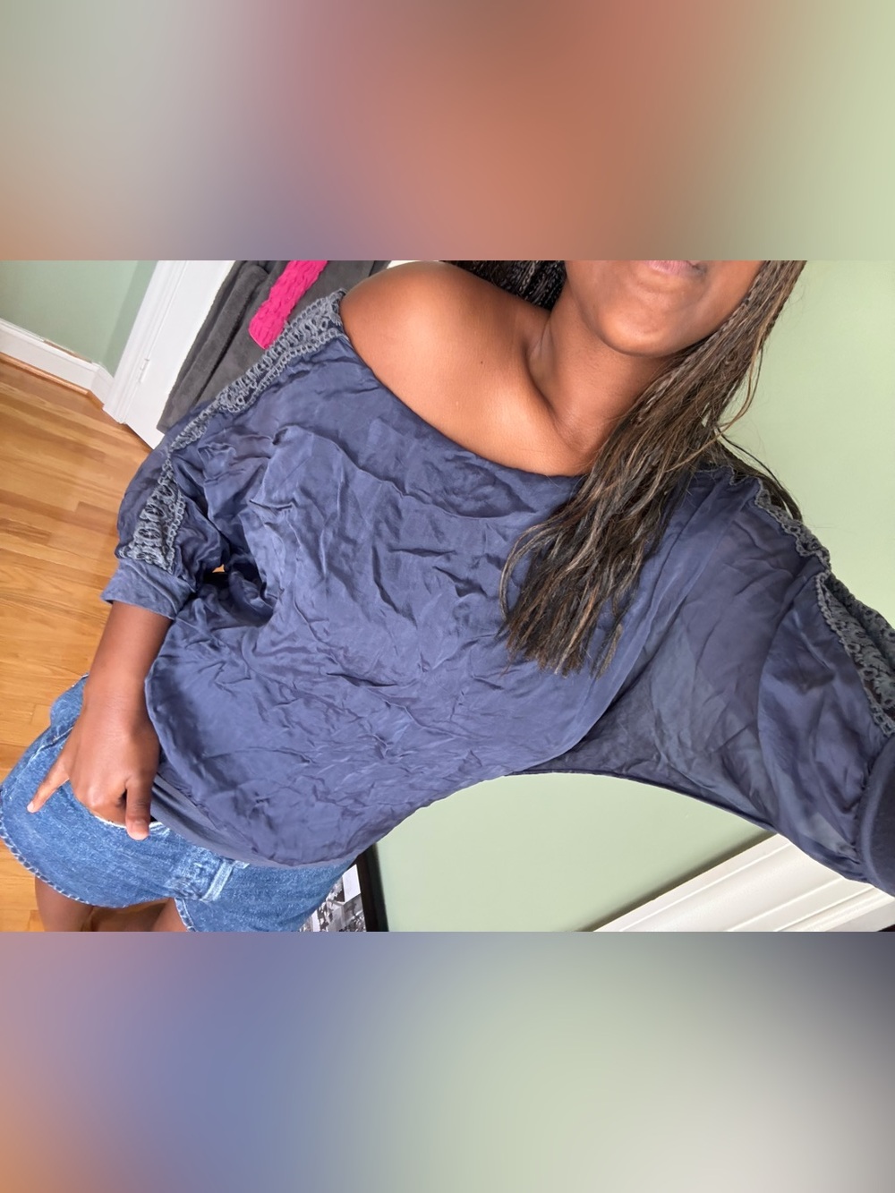Off-Shoulder Navy Women’s Blouse